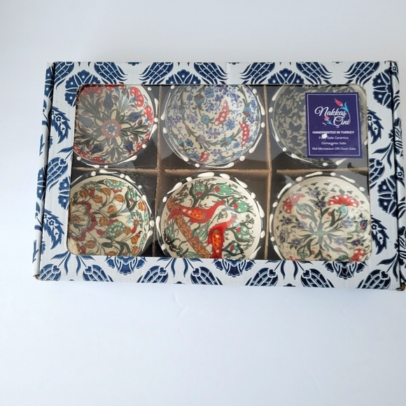 Set of 6 Dipping Ceramic Bowls Handpainted Made in Turkey - - Picture 6 of 10